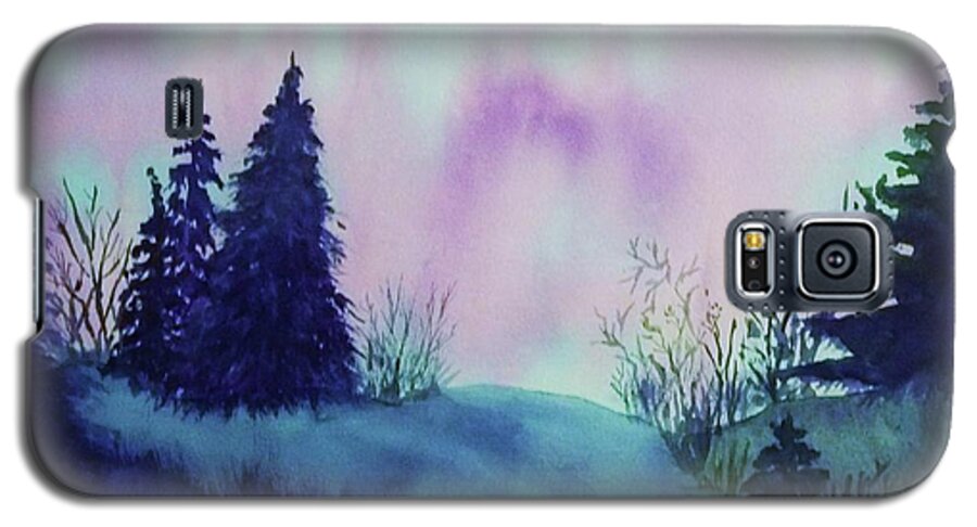 Aurora Galaxy S5 Case featuring the painting Aurora Borealis I by Ellen Levinson