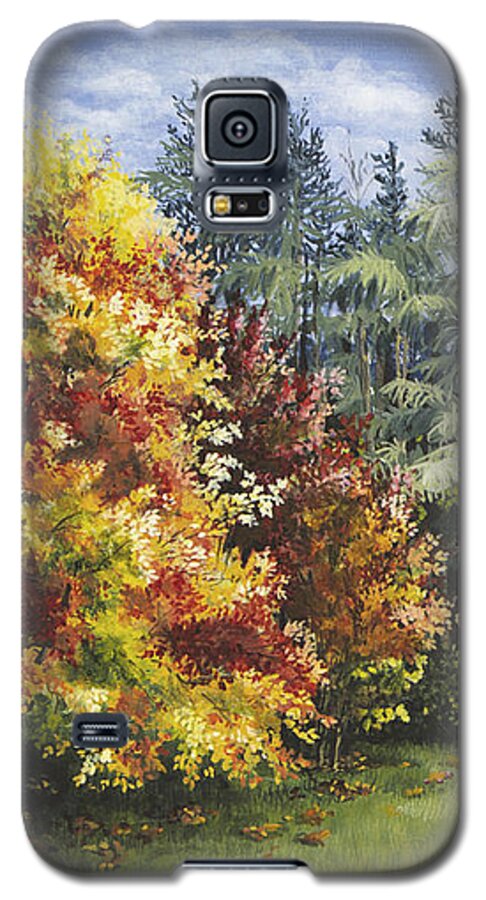 Autumn Galaxy S5 Case featuring the painting Autumn in the Arboretum by Mary Palmer