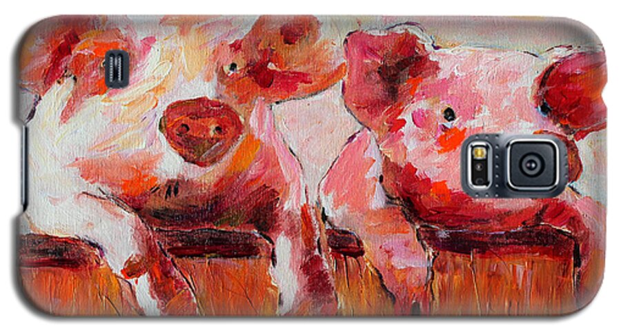 Farm Pigs Galaxy S5 Case featuring the painting Awesome by Naomi Gerrard