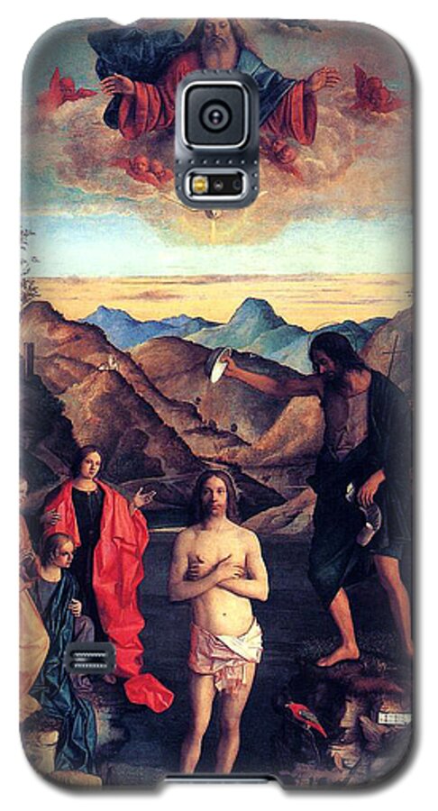 Baptism Of Christ Galaxy S5 Case featuring the painting Baptism of Christ with Saint John 1502 Giovanni Bellini by Karon Melillo DeVega