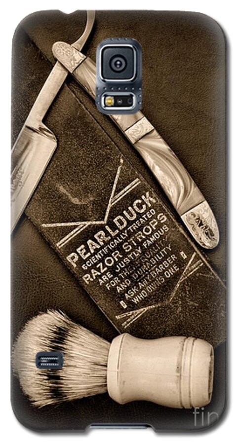 Barber - Vintage Barber Galaxy S5 Case featuring the photograph Barber - Tools for a Close Shave - black and white by Paul Ward