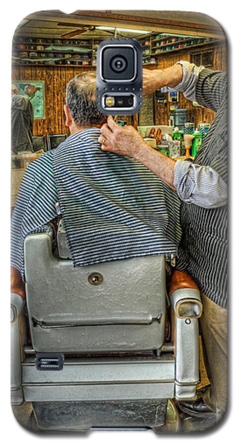 Barber Signs Galaxy S5 Case featuring the photograph the Barber Shop Shave and a Haircut - Barber Shop by Lee Dos Santos