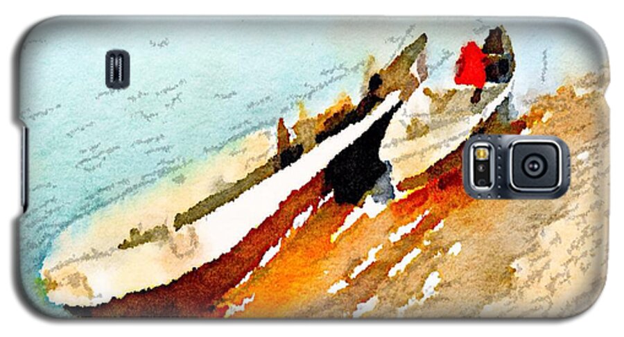 Barque Galaxy S5 Case featuring the painting Barques sur le Chari by HELGE Art Gallery
