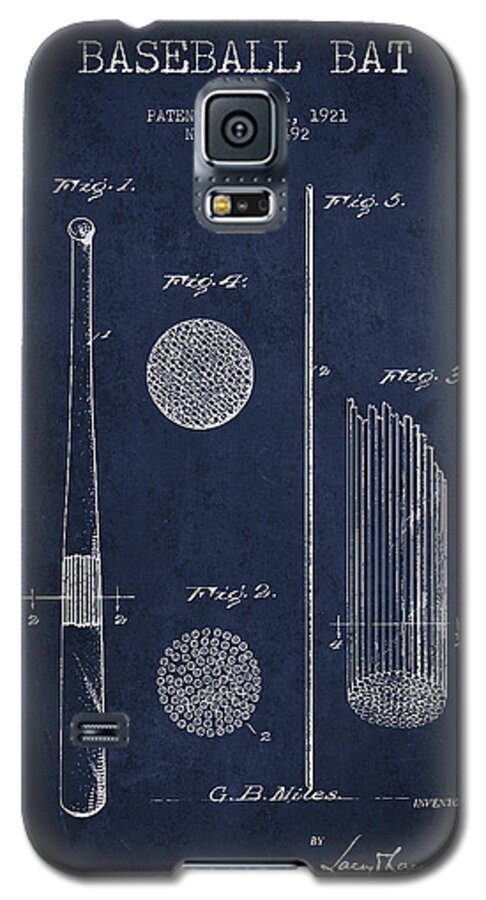 Baseball Bat Galaxy S5 Case featuring the digital art Baseball Bat Patent Drawing From 1921 by Aged Pixel