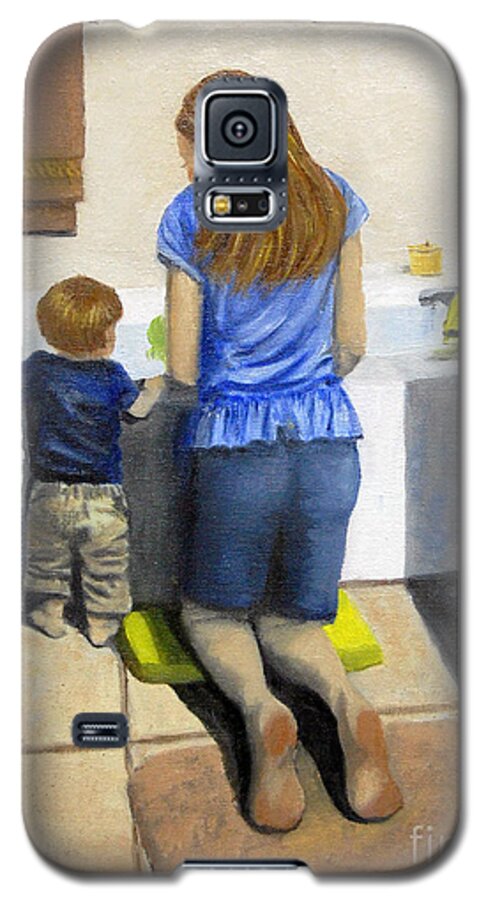 Child Galaxy S5 Case featuring the painting Bath Time by Barbara J Blaisdell