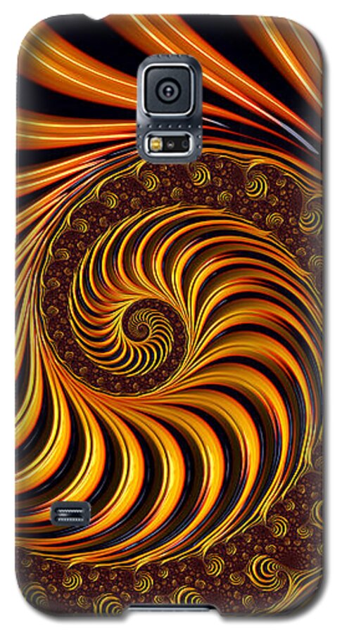 Fractal Galaxy S5 Case featuring the digital art Beautiful golden fractal spiral artwork by Matthias Hauser