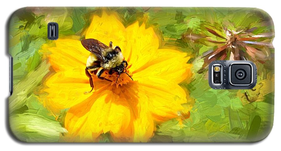 Digital Art Galaxy S5 Case featuring the photograph Bee on Flower Painting by Ludwig Keck