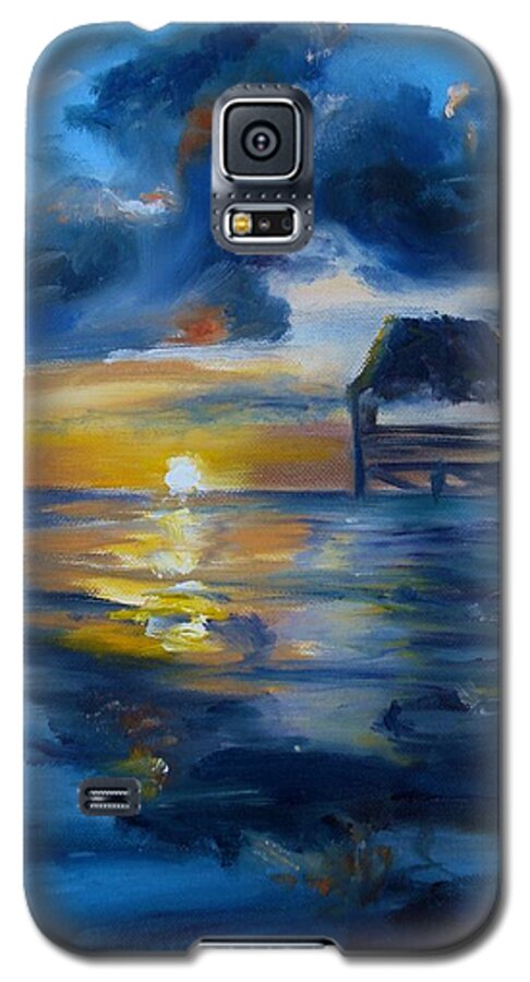 Belize Galaxy S5 Case featuring the painting Belizean Sunrise by Donna Tuten