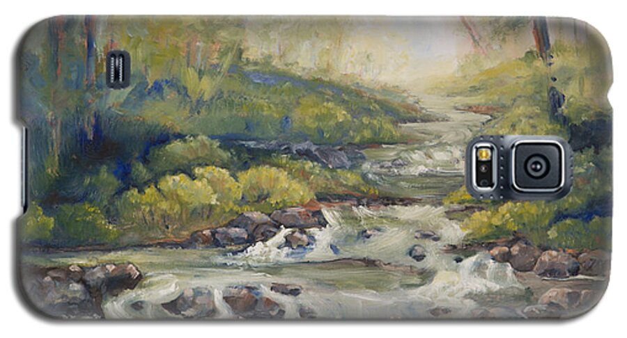Landscape Galaxy S5 Case featuring the painting Below Amicalola Falls Painting by Sally Simon