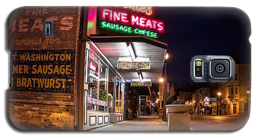 Bernies Galaxy S5 Case featuring the photograph Bernies Fine Meats Signage by James Meyer