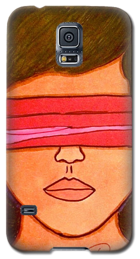 Blindfold Galaxy S5 Case featuring the drawing Better Not Seen by Chrissy Pena