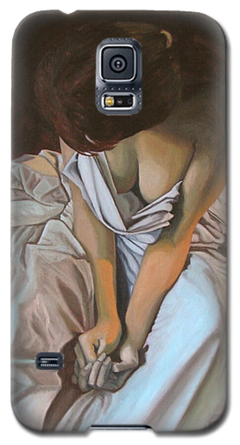 Woman Galaxy S5 Case featuring the painting Between the sheets by Thu Nguyen