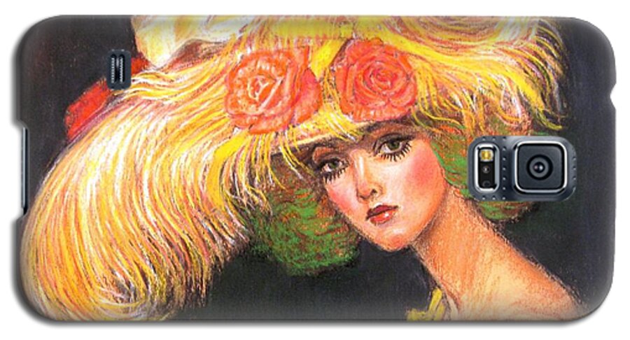 Fashion Galaxy S5 Case featuring the painting Big Yellow Fashion Hat by Sue Halstenberg