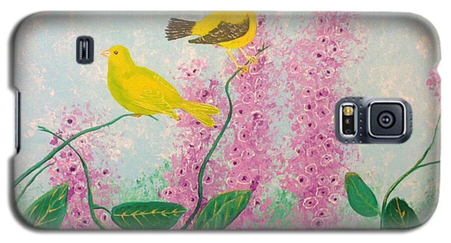 Birds Galaxy S5 Case featuring the painting Birds by Martin Valeriano