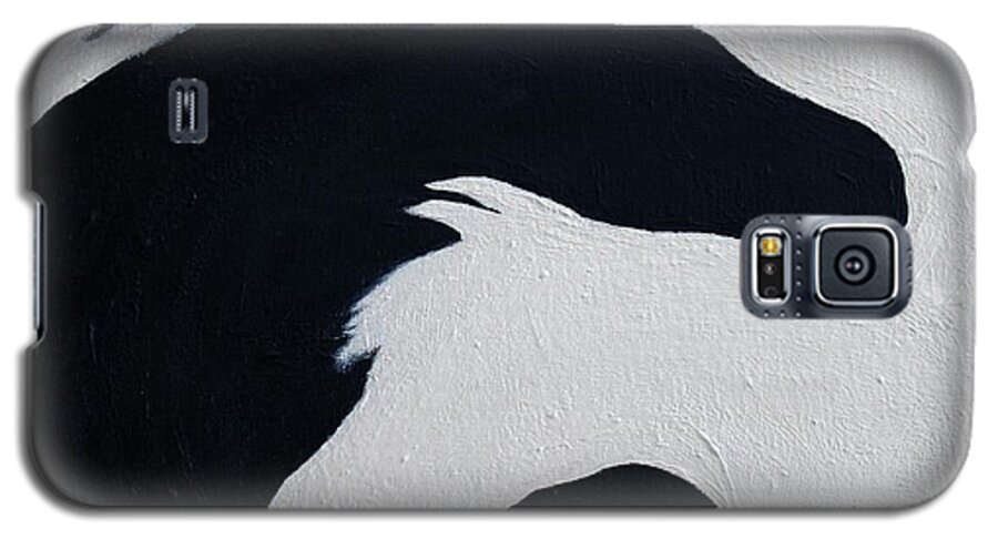 Moon Galaxy S5 Case featuring the painting Black and White Horses Together Forever by Barbie Batson