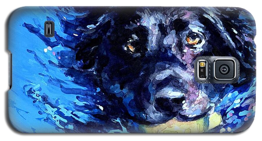 Black Lab Galaxy S5 Case featuring the painting Black Lab Blue Wake by Molly Poole