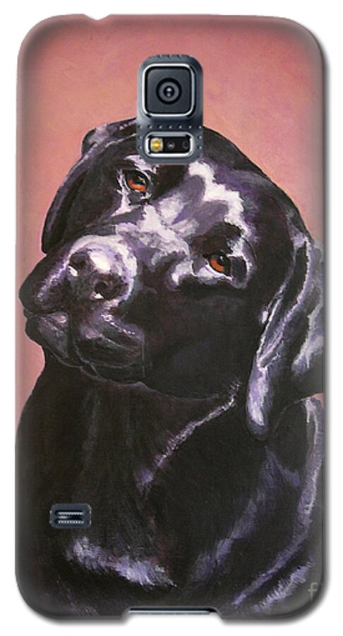 Dog Galaxy S5 Case featuring the painting Black Labrador Portrait Painting by Amy Reges
