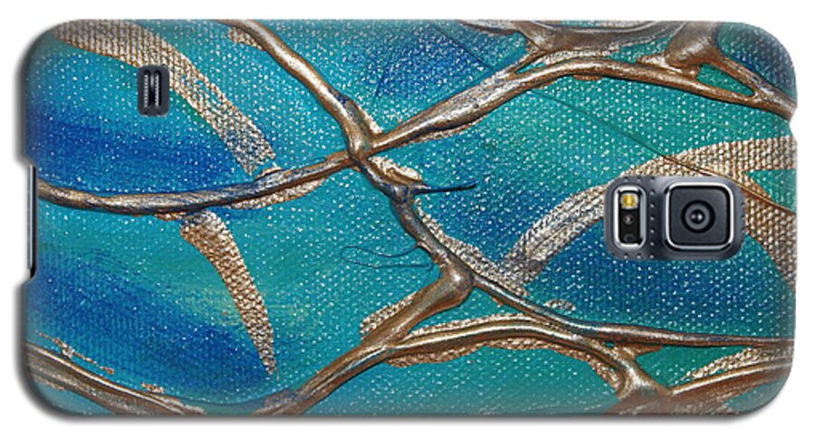 Blue Galaxy S5 Case featuring the photograph Blue and Gold Abstract by Cynthia Snyder