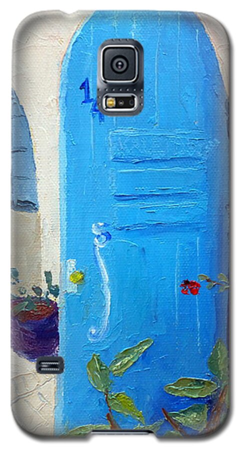 Painting Of Blue Door Galaxy S5 Case featuring the painting Blue Door by Susan Woodward