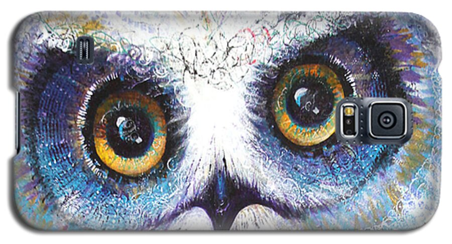 Owl Galaxy S5 Case featuring the painting Blue Eyes by Laurel Bahe
