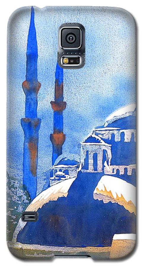 Mosque Galaxy S5 Case featuring the painting Blue Mosque in Blues by Carlin Blahnik CarlinArtWatercolor