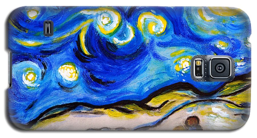 Blue Galaxy S5 Case featuring the painting Blue Night by Ramona Matei
