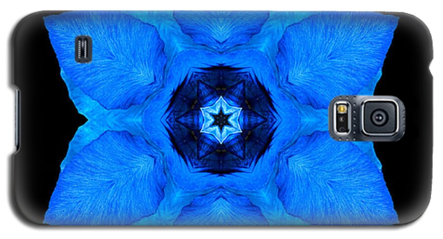Flower Galaxy S5 Case featuring the photograph Blue Pansy II Flower Mandala by David J Bookbinder