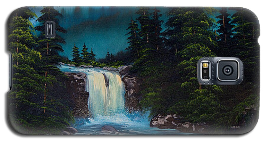 Landscape Galaxy S5 Case featuring the painting Mountain Falls by Chris Steele
