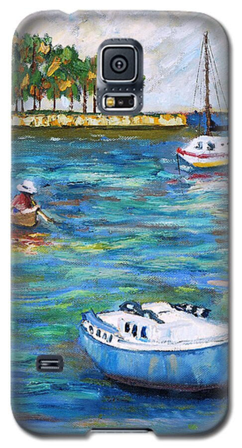 Boat Galaxy S5 Case featuring the painting Boats at St Petersburg by Michael Daniels