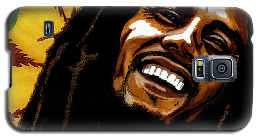 Bob Marley Galaxy S5 Case featuring the drawing Bob Marley Rastafarian by Cory Still
