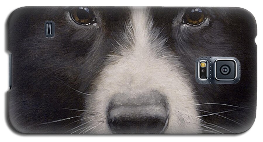 Border Collie Galaxy S5 Case featuring the painting Border Collie Close up by John Silver