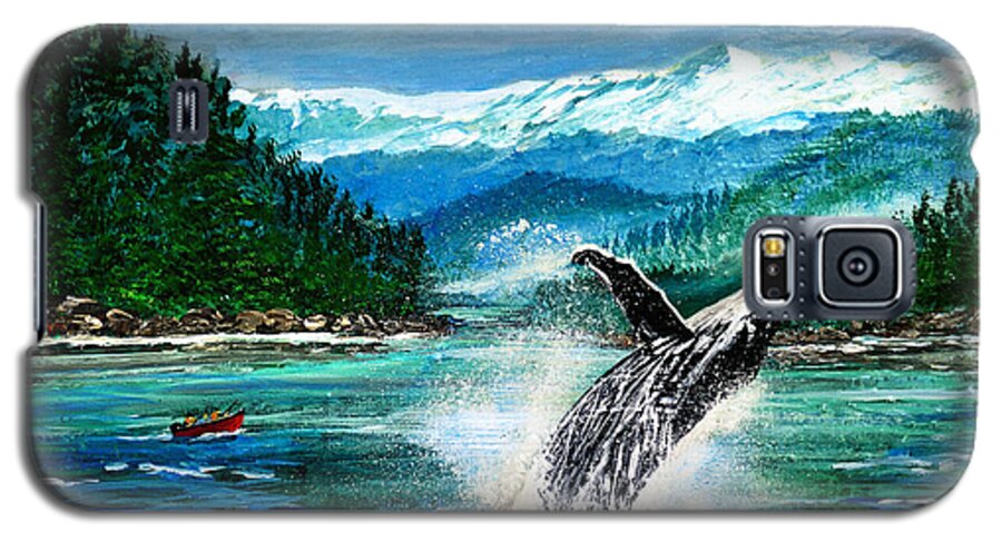 Breaching Whale Galaxy S5 Case featuring the painting Breaching Humpback Whale by Pat Davidson