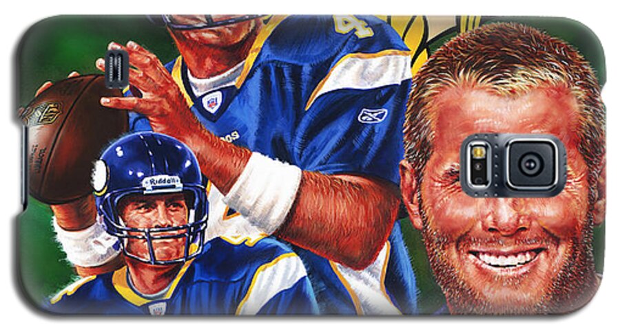 Portrait Galaxy S5 Case featuring the painting Bret Favre by Dick Bobnick