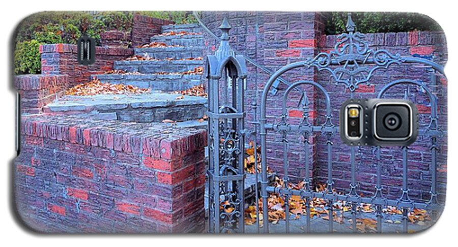 Brick Wall Photograph Galaxy S5 Case featuring the photograph Brick Wall with Wrought Iron Gate by Janette Boyd