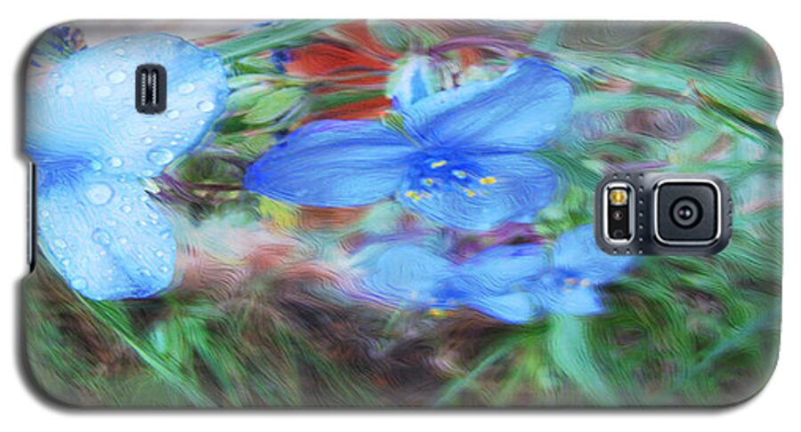 Blue Galaxy S5 Case featuring the photograph Brilliant Blue Flowers by Cathy Anderson