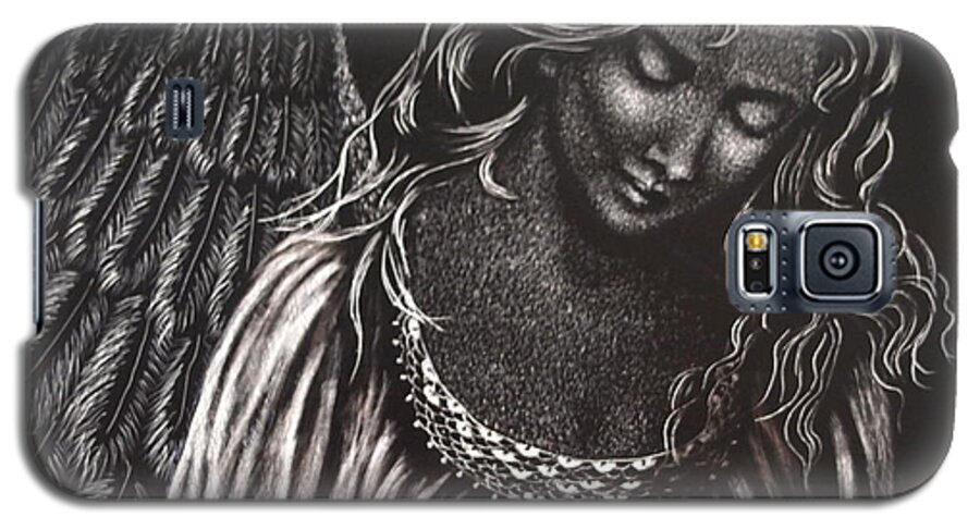 Angel Galaxy S5 Case featuring the drawing Broken Angel by Lora Duguay