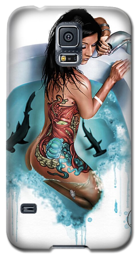 Water Galaxy S5 Case featuring the painting Bubbles by Pete Tapang