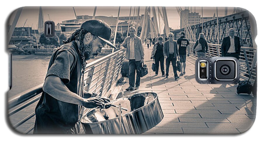 Britain Galaxy S5 Case featuring the photograph Busker playing steel band drum steelpan in London by Peter Noyce