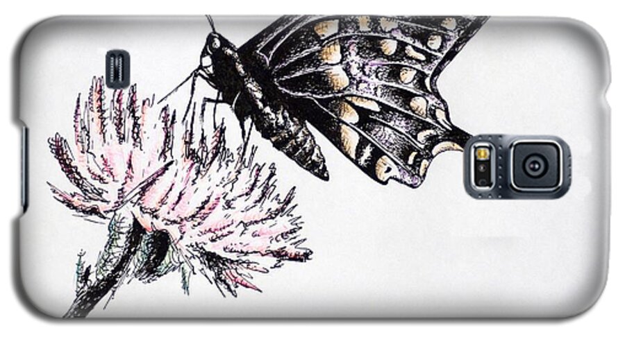 Butterfly Galaxy S5 Case featuring the drawing Butterfly by Katharina Bruenen