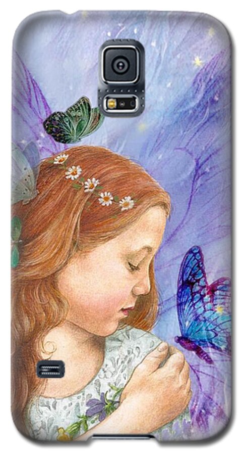 Fantasy Illustration Galaxy S5 Case featuring the painting Butterfly twinkling fairy by Judith Cheng