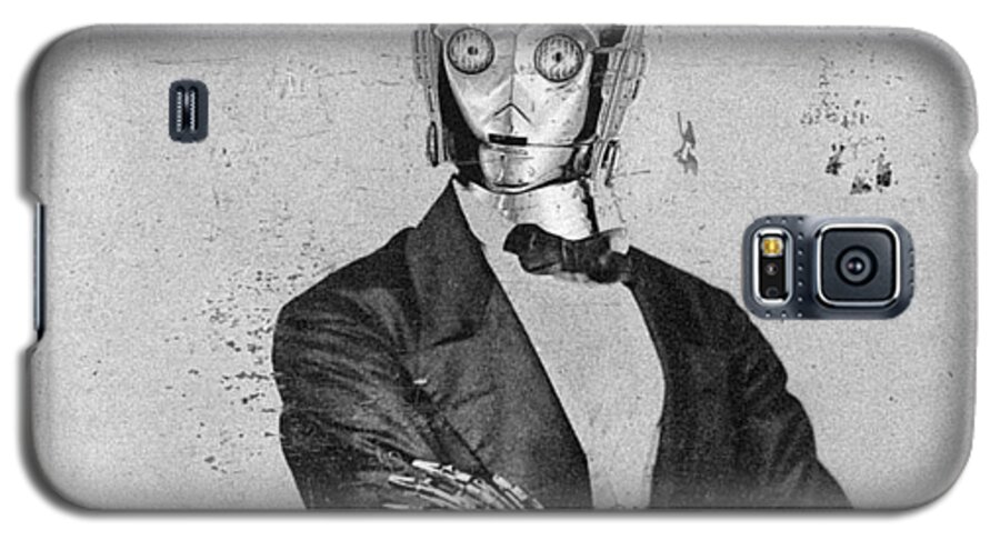 C-3po Galaxy S5 Case featuring the painting C-3PO Star Wars Antique Photo by Tony Rubino