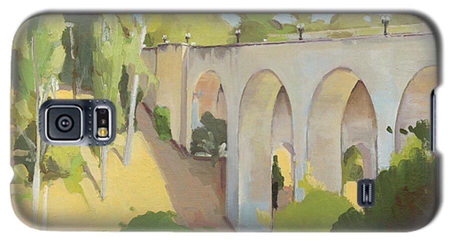Cabrillo Bridge Galaxy S5 Case featuring the painting Cabrillo Bridge Balboa Park San Diego California by Paul Strahm