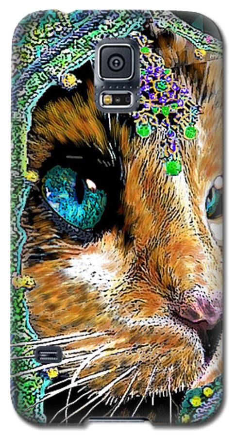Calico Galaxy S5 Case featuring the painting Calico Indian Bride Cats In Hats by Michele Avanti