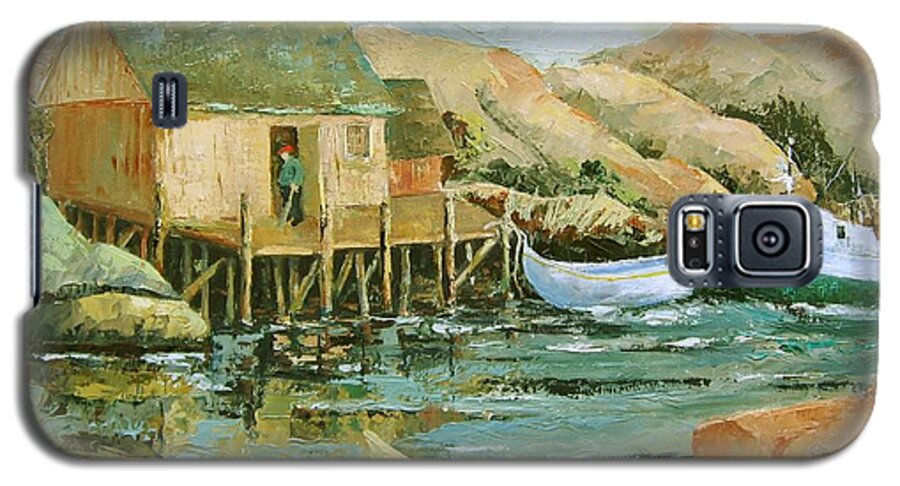 Fishing Hut Galaxy S5 Case featuring the painting Calm Day by Marta Styk