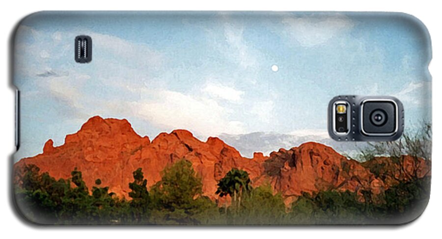 Camelback Galaxy S5 Case featuring the photograph Camelback Mountain and Moon by Connie Fox