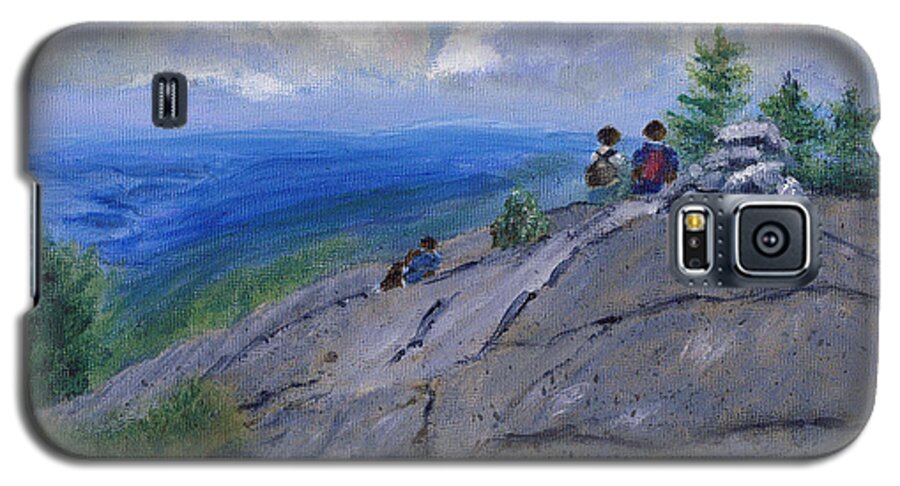 Landscape Galaxy S5 Case featuring the painting Campers on Mount Percival by Linda Feinberg