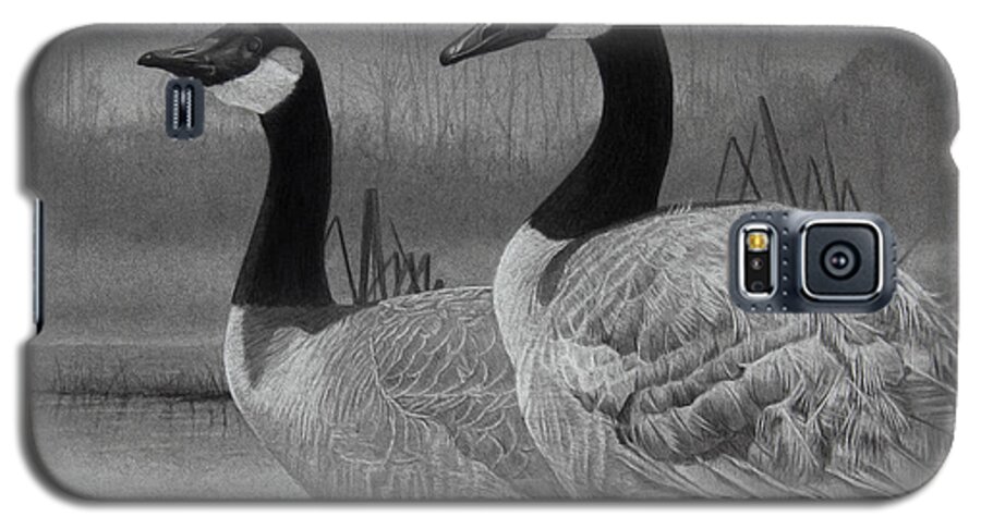 Graphite Drawing Galaxy S5 Case featuring the drawing Canadian Geese by Tim Dangaran