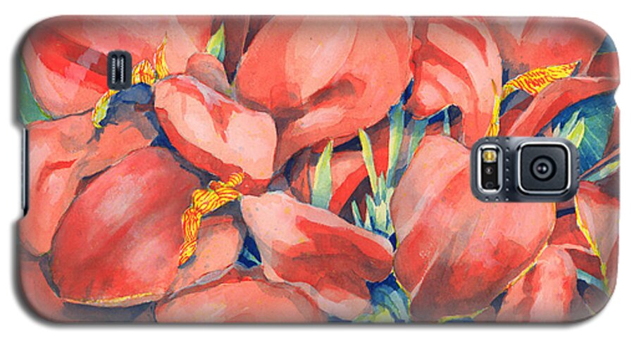 Canna Galaxy S5 Case featuring the painting Cannas by Pauline Walsh Jacobson