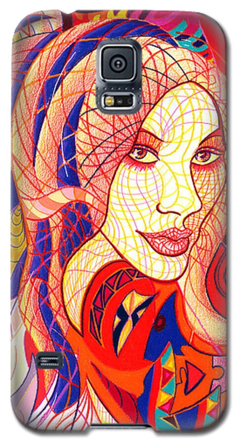 Abstract Galaxy S5 Case featuring the drawing Carnival Girl by Danielle R T Haney
