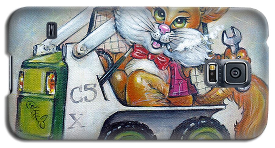 Cat Galaxy S5 Case featuring the painting Cat C5x 190312 by Selena Boron